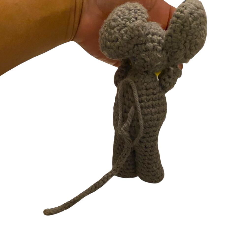 Vintage Knit Crochet Handmade Mouse with Cheese Toy - Picture 6 of 11